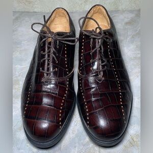 FOOTJOY Europa Collection Brown Alligator Crocodile Skin Leather Golf Shoes, 7.5